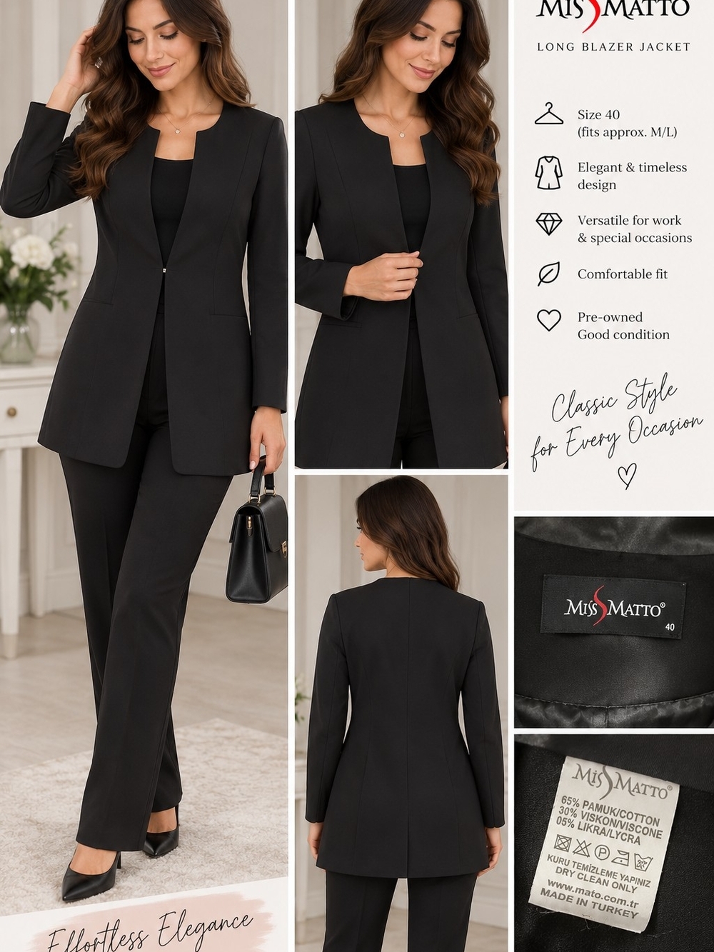 Black Long Blazer Jacket & Matching Trousers